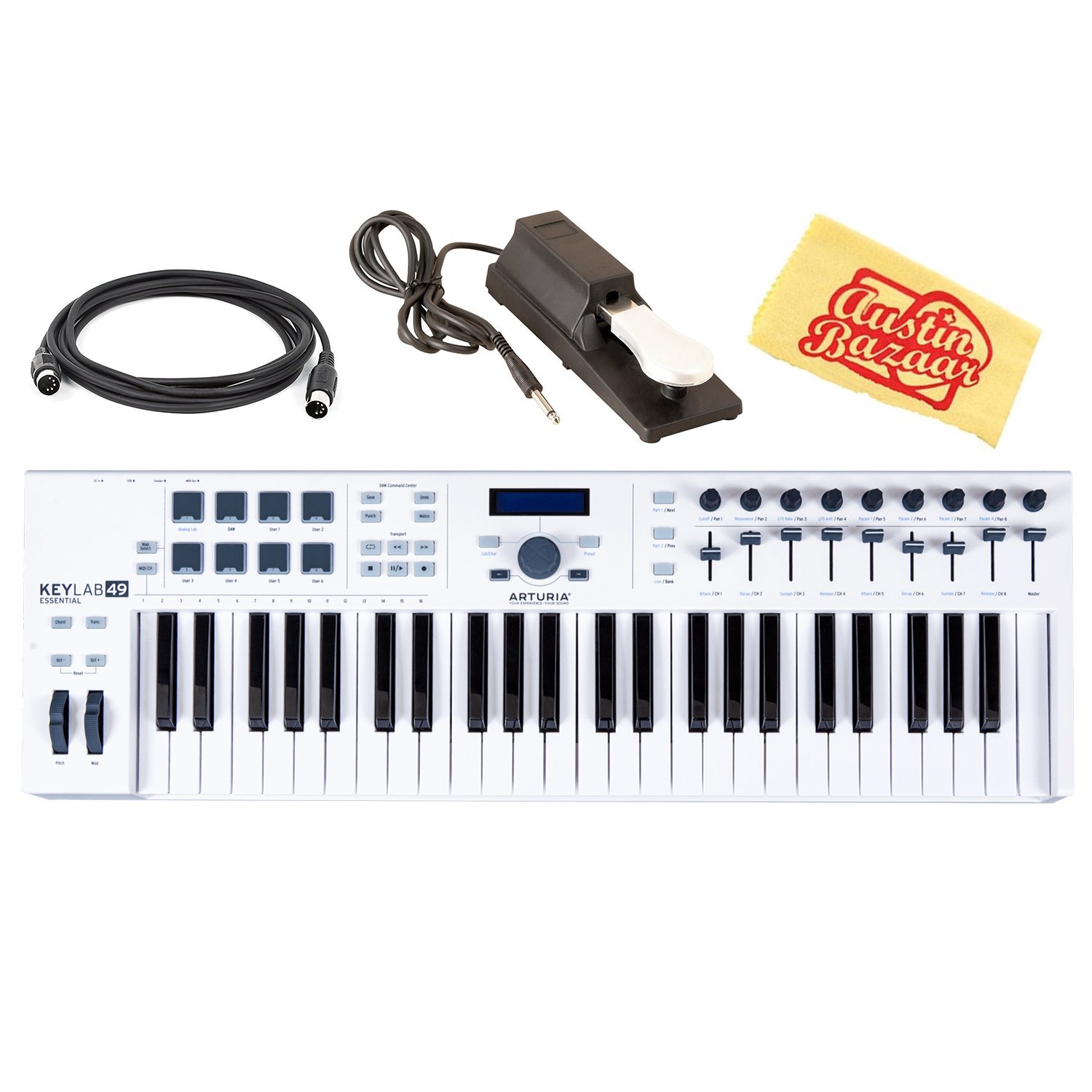 Arturia KeyLab Essential 49 Bundle with Adjustable Stand, Sustain